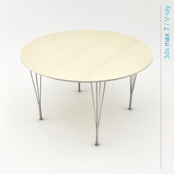arne jacobsen tables 3d model - circular table span legs... by Lajhar 